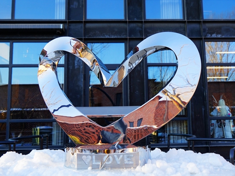 Polished Stainless Steel Sculpture-Tradition Heart