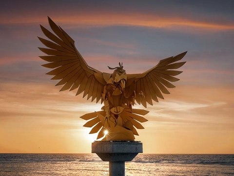 Golden Brass Falcon Sculpture in Jeddah