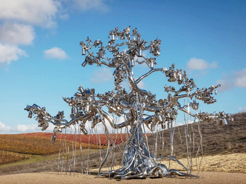 Mirror Polished Stainless Steel People Tree Statue